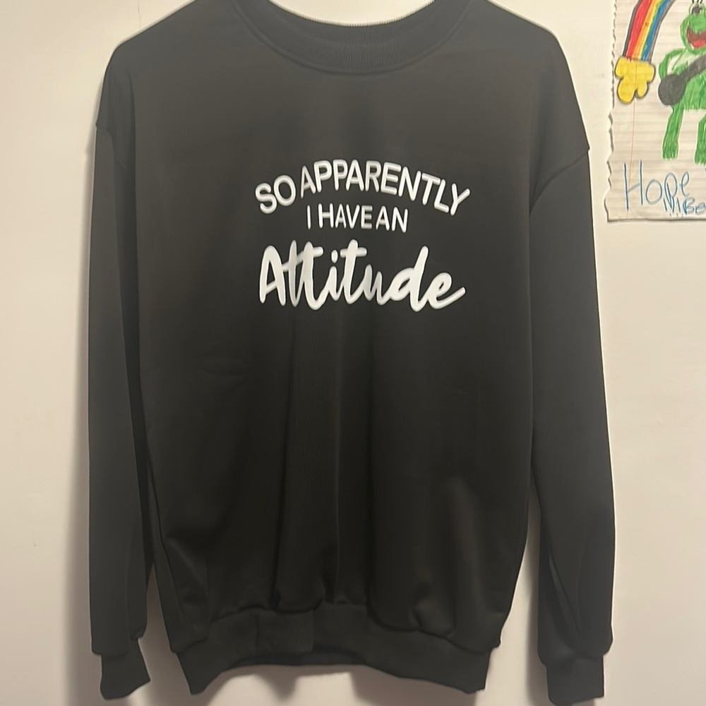 NWOT Black Graphic Attitude Sweatshirt